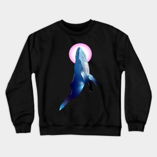 Pink moon whale Crewneck Sweatshirt